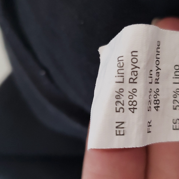 Forever 21 Black Lounging Pants 52%Linen 48%Rayon Raw Hem Ankle Slit Woman Large - Picture 9 of 9